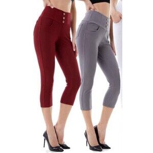 JVINI 2-Pack Women's High-Waist Stretchy Capri Jeggings W/ Pockets Size 1XL NEW